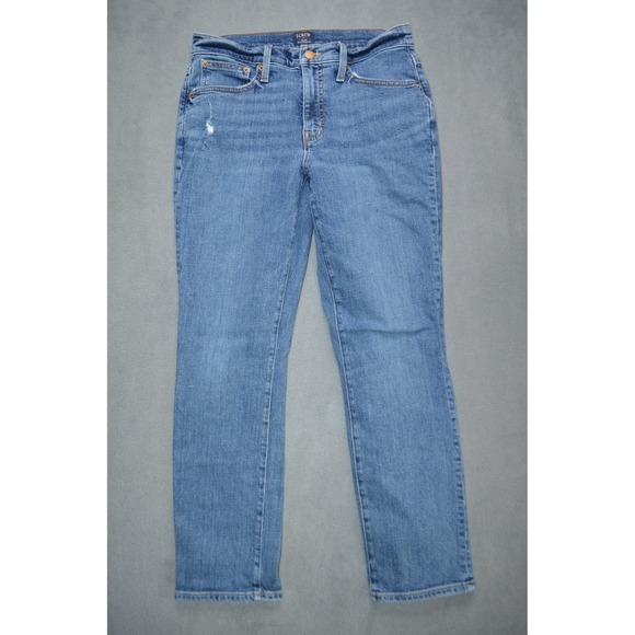 J Crew Slim Boyfriend Jeans Womens‎ Size 27 Distressed Stretch Straight BK581 - Picture 1 of 9